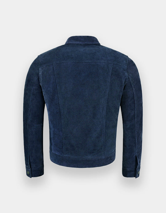 Men's Blue Suede Leather Shirt - Handmade Sheepskin Jacket Shirt, Trucker Suede Jacket
Item specifics